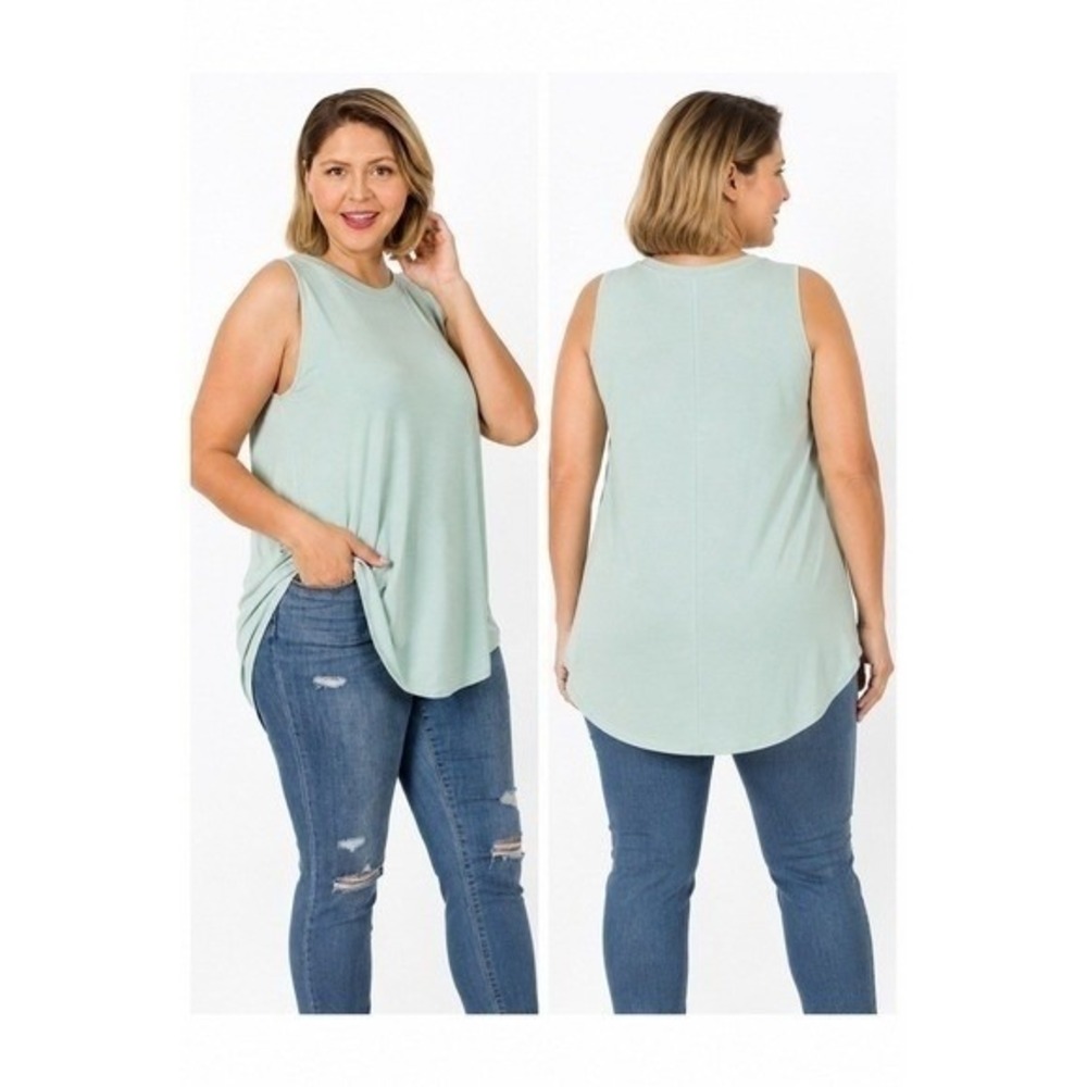 Women's Plus Size Tank Top by Zenana Hi-Low Light Green Size 2X New With Tags